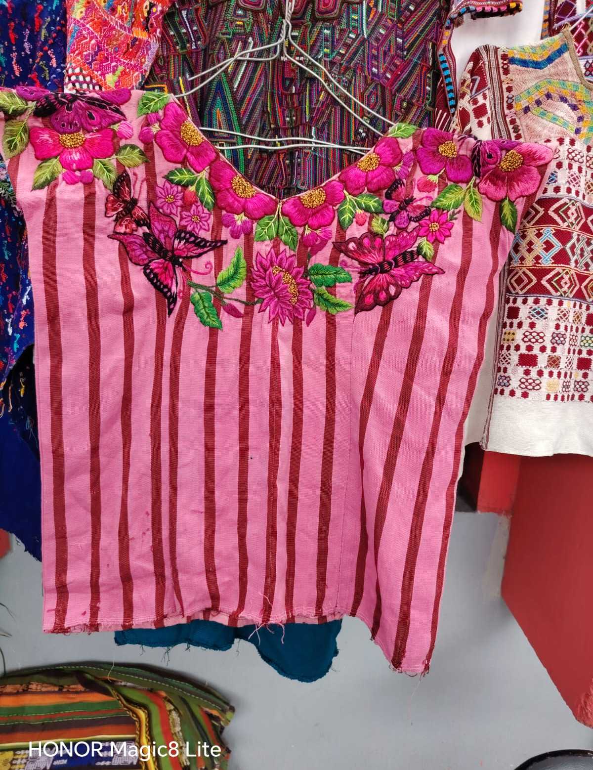 Pink butterflies Santiago huipil #6-143