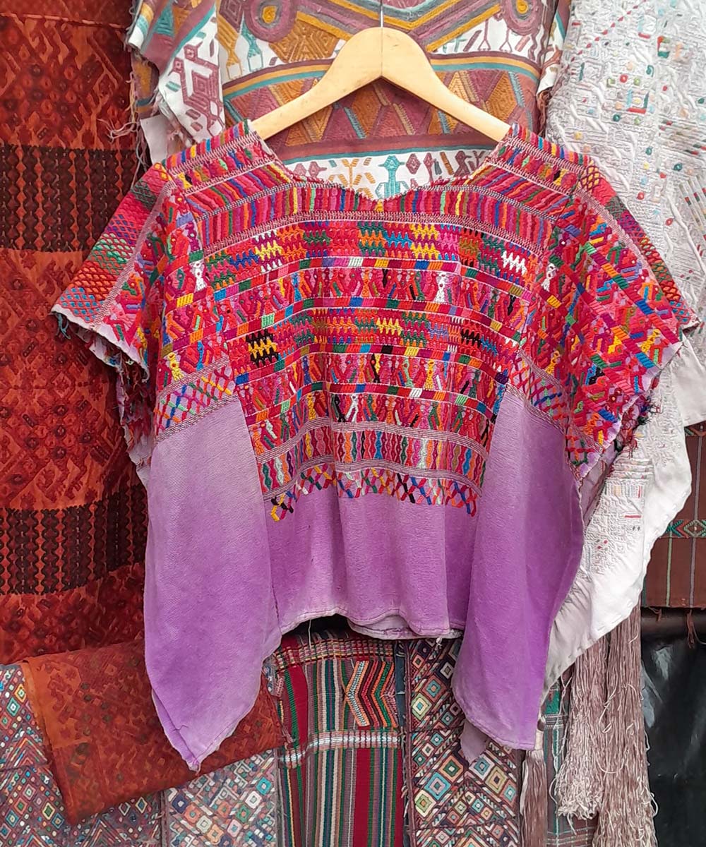 Vintage Guatemalan huipil with handwoven Mayan embroidery