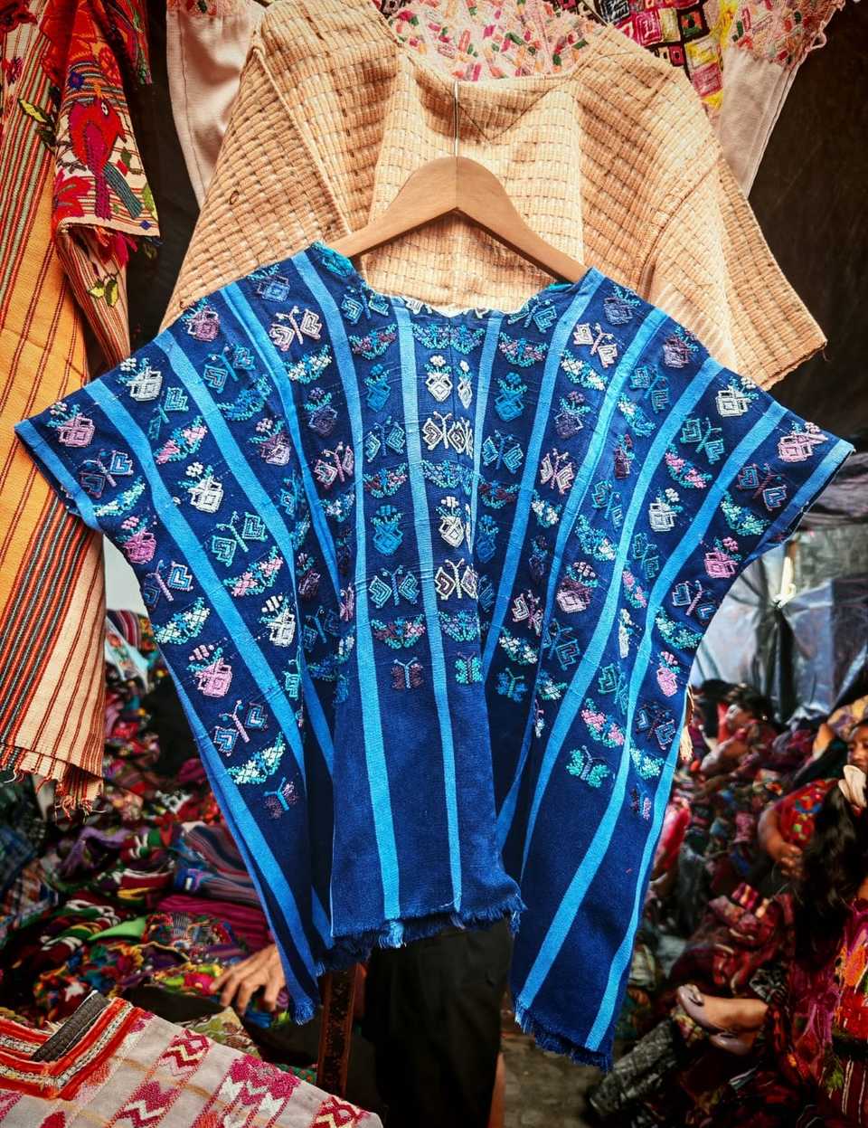 Bright blue San Lucas Toliman huipil #5-20