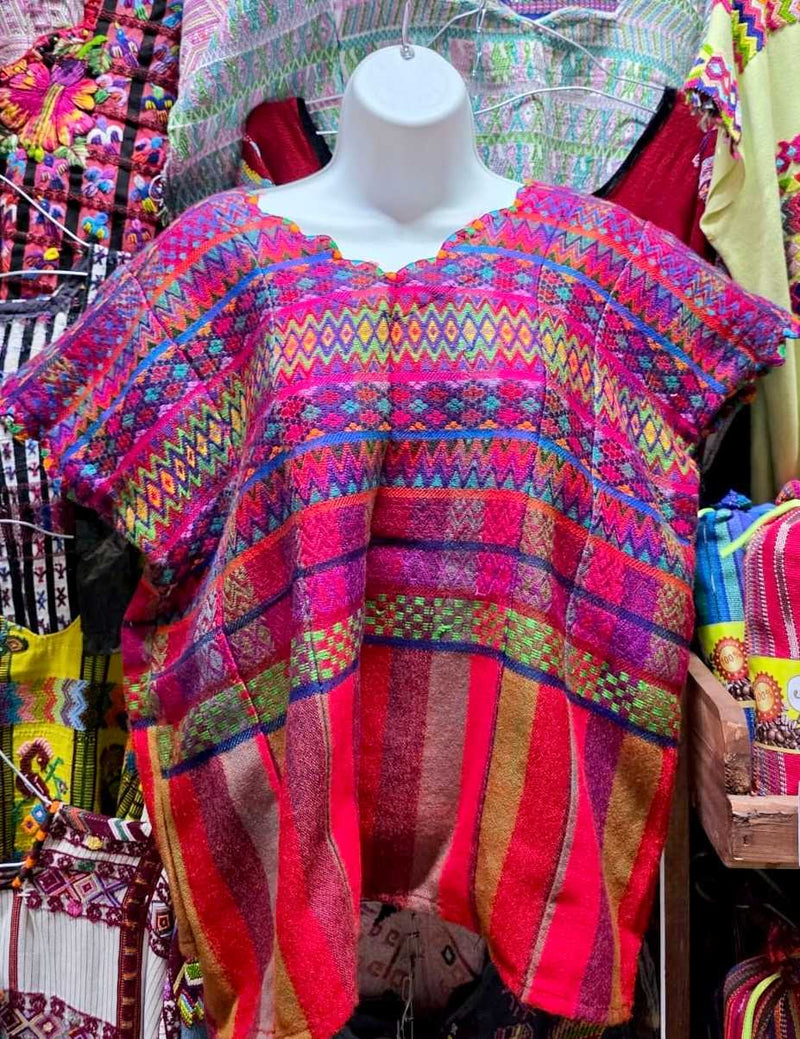 Red and pink Comalapa huipil #6-129
