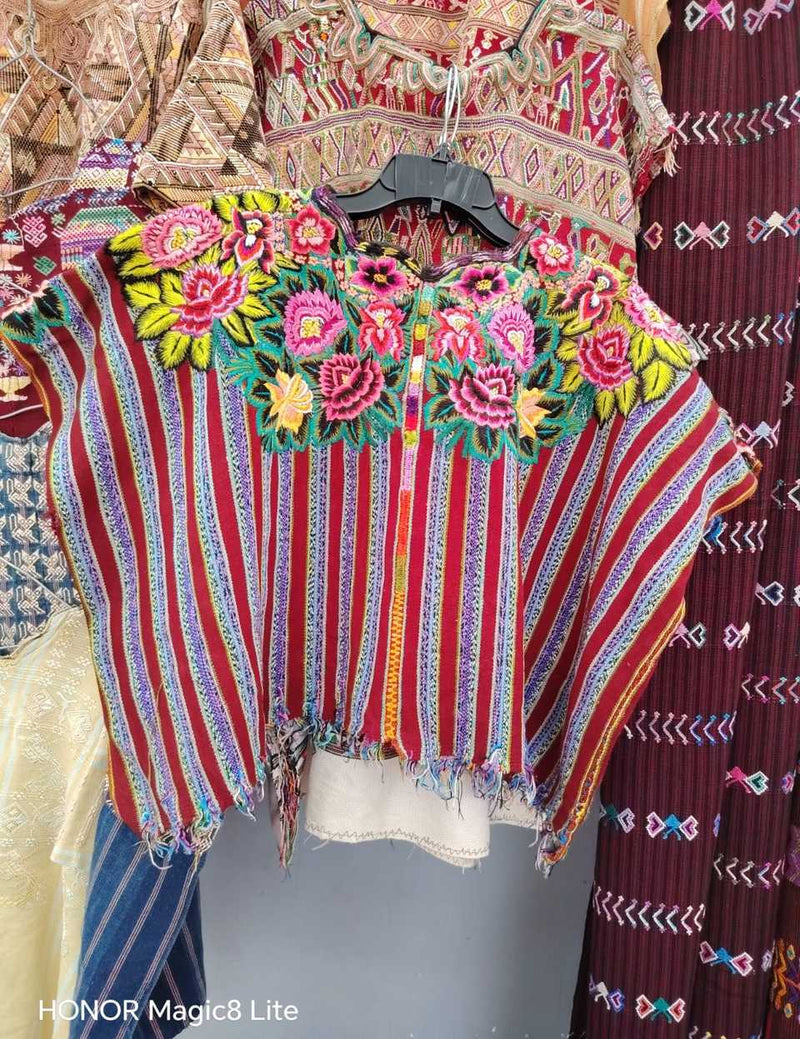 Pink and yellow floral Patzun huipil #5-340