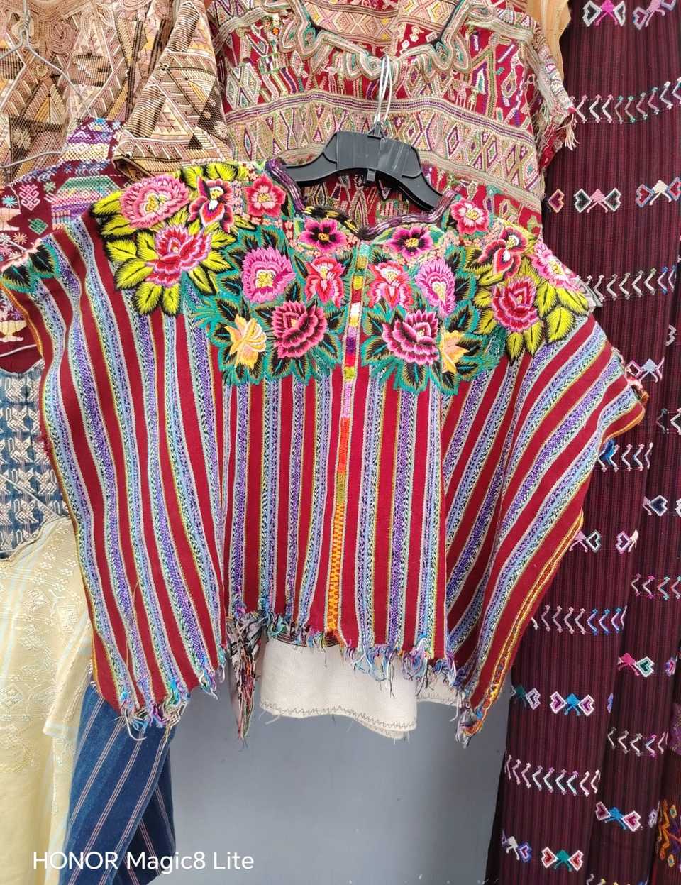 Pink and yellow floral Patzun huipil #5-340