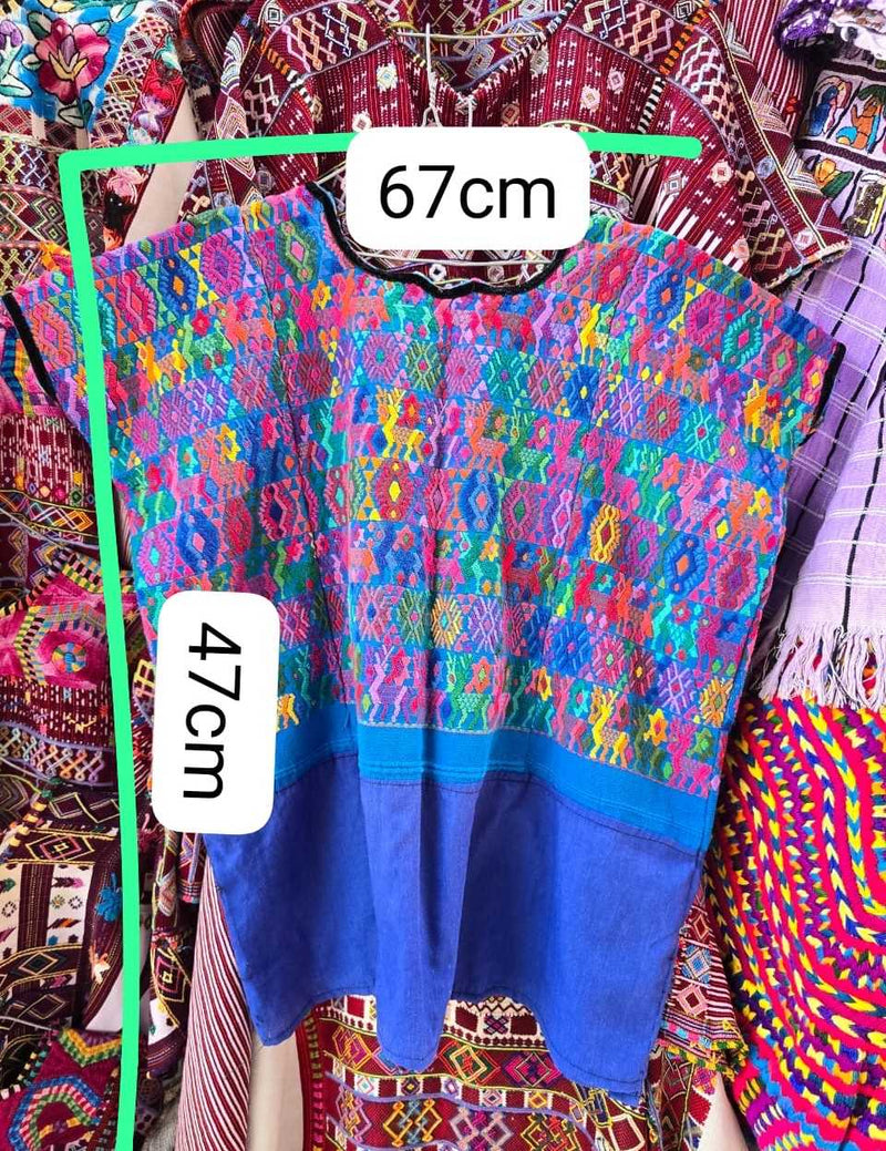 Colourful on Blue Coban Huipil #6-385