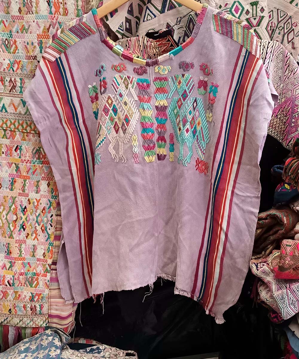 Vintage Guatemalan huipil with handwoven Mayan embroidery