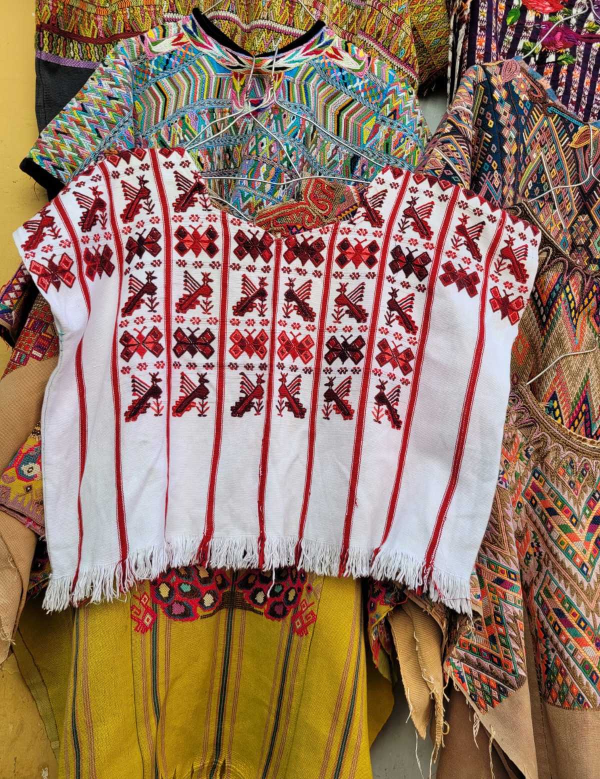 Red and white San Lucas Toliman huipil #2-122