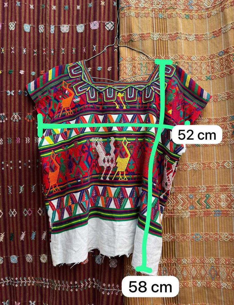 Playful red Nebaj huipil #5-82