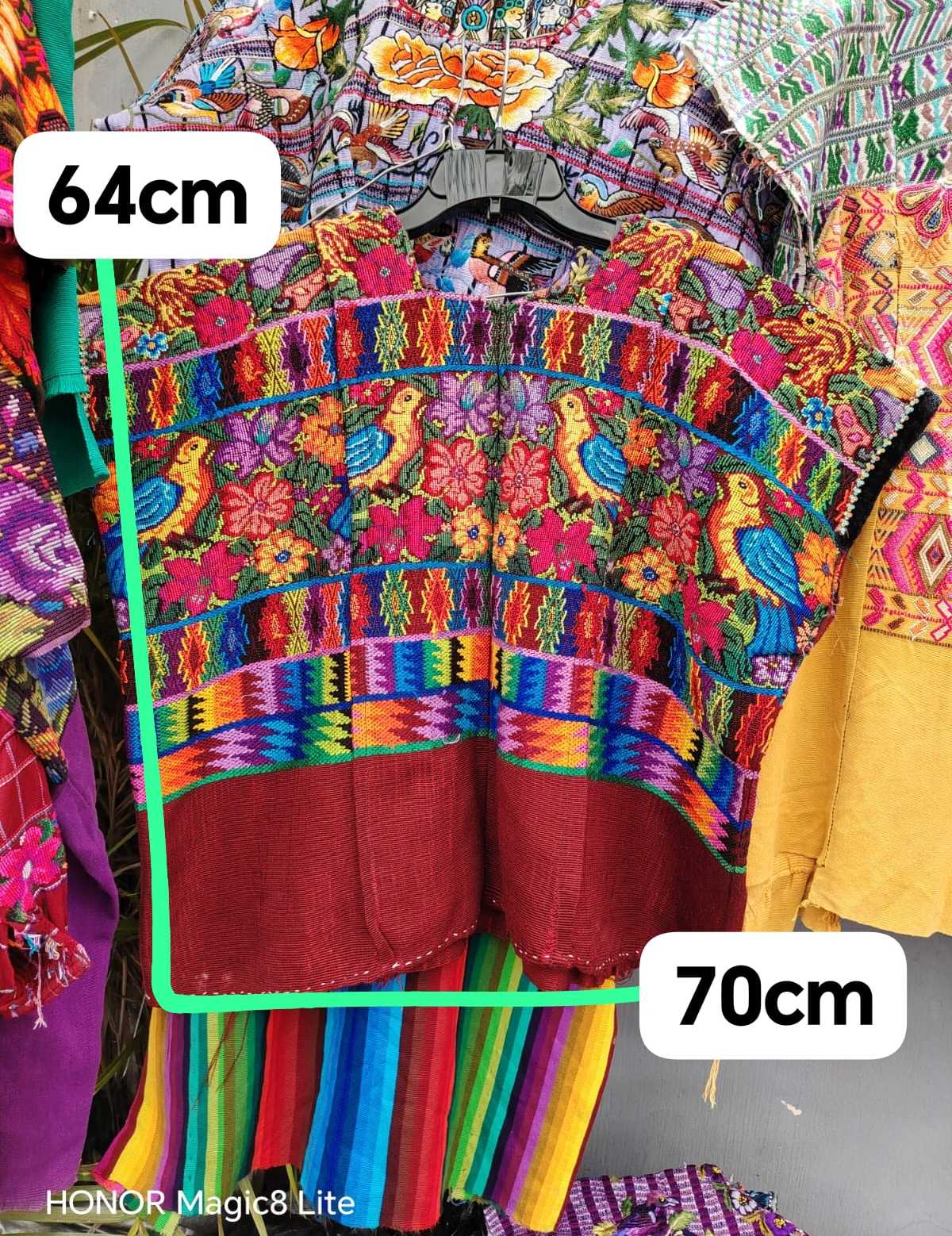 Colourful on red Aguas Calientas huipil #4-42