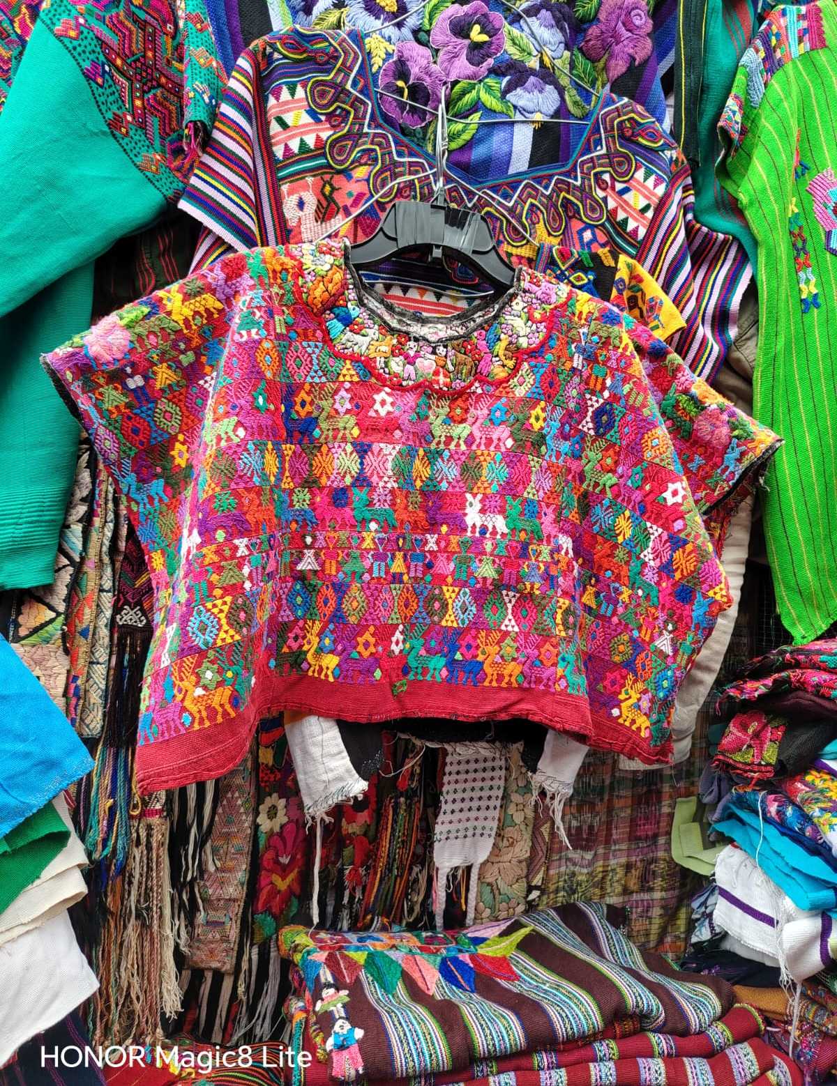 Colourful on red Coban huipil #4-119