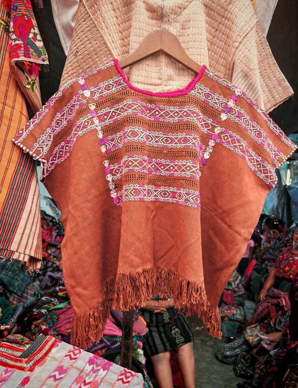 Brown and pink Colotenango huipil #5-23
