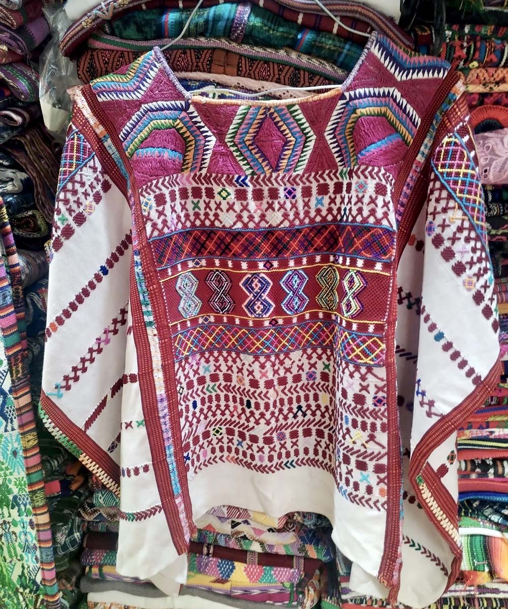 Vintage Guatemalan huipil with handwoven Mayan embroidery