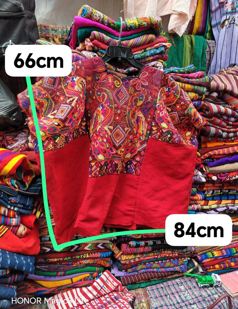 Red peacock Chichi huipil #4-23