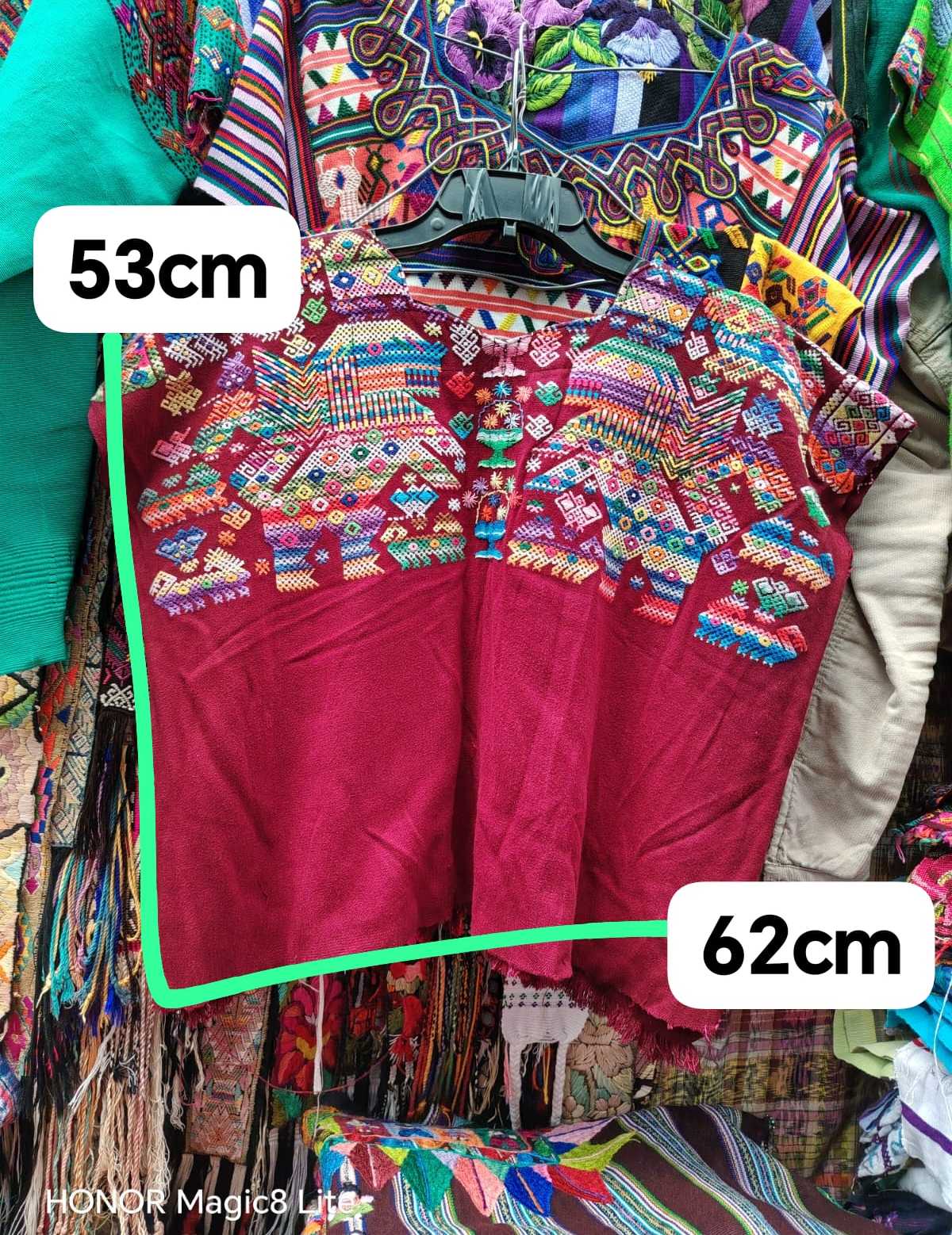 Dark red lion Nahuala huipil #4-129