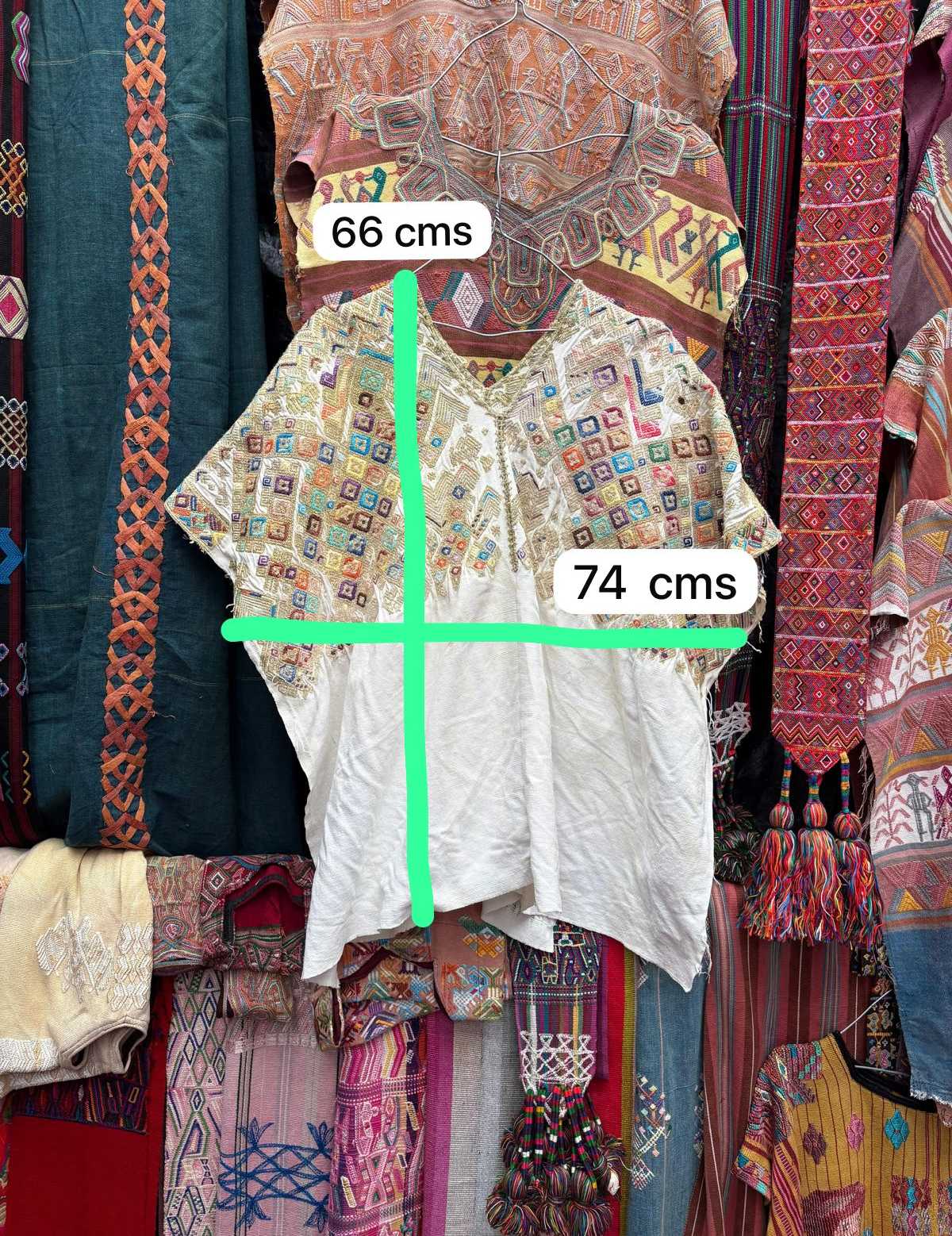 White and gold Nahuala Huipil #1-52