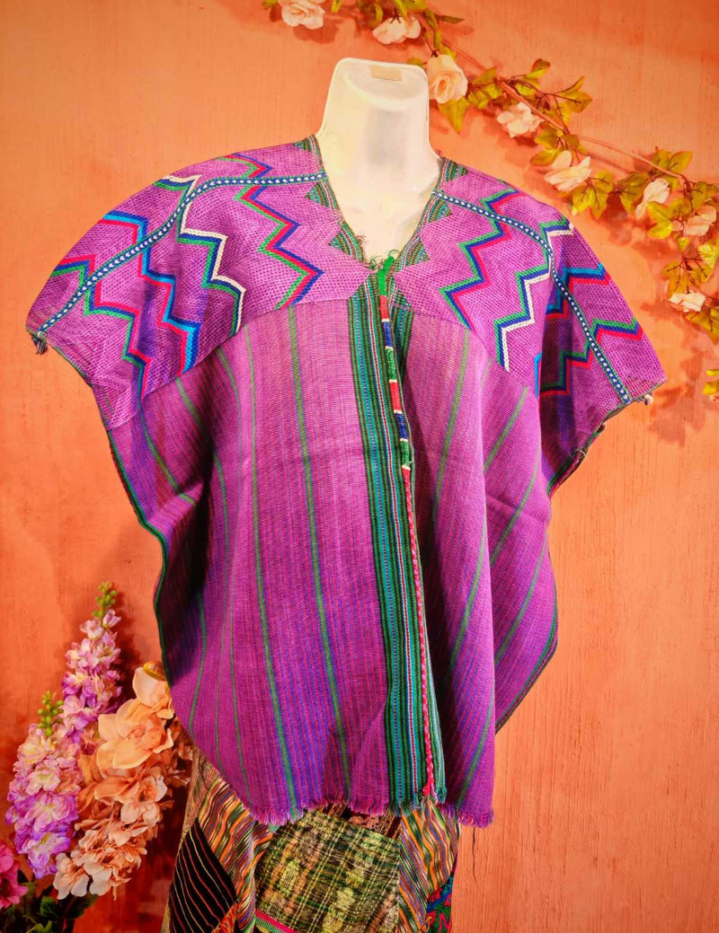 Purple zigzag huipil #4-17