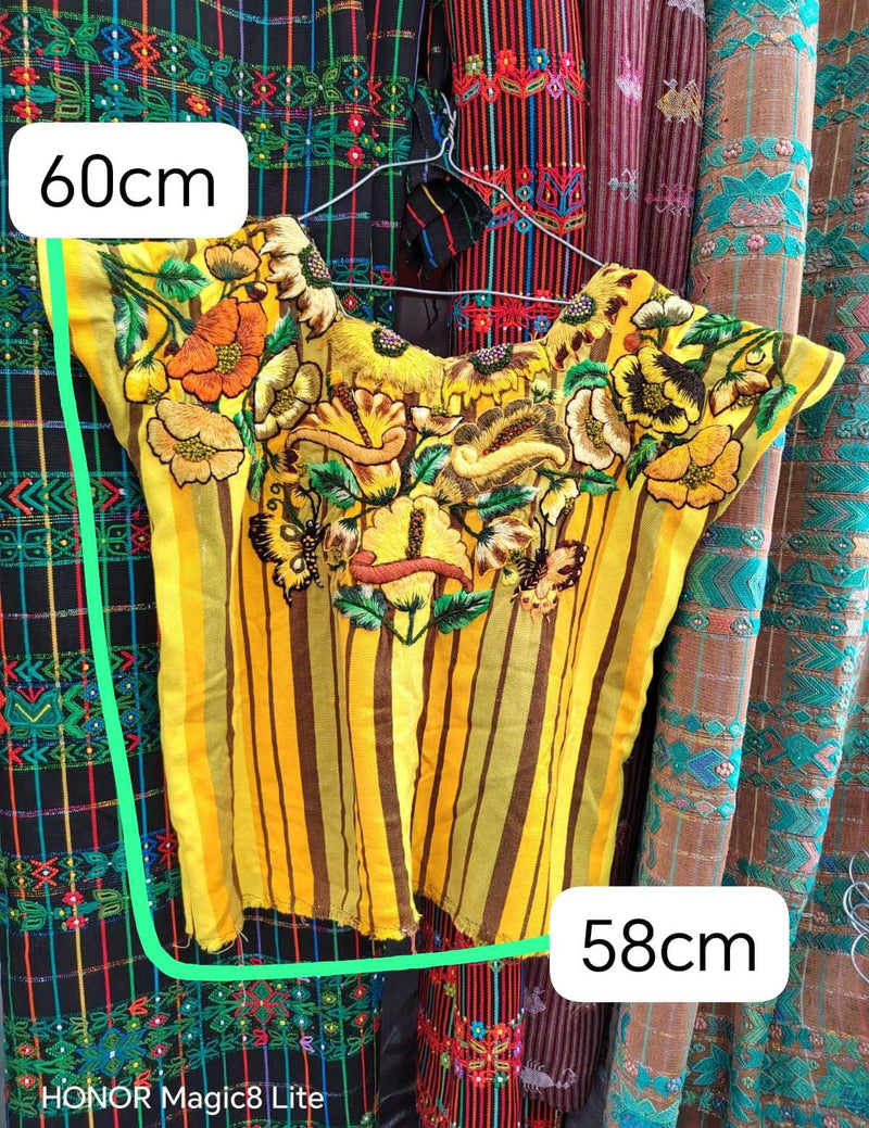 Yellow floral Santiago huipil #6-58