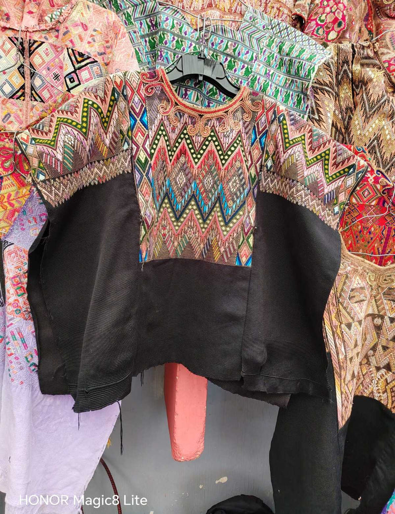 Black chevron Chichicastenango huipil #4-74