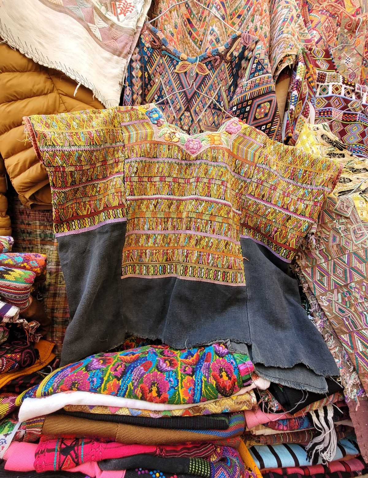 Black and gold San Juan Cotzal huipil #2-84