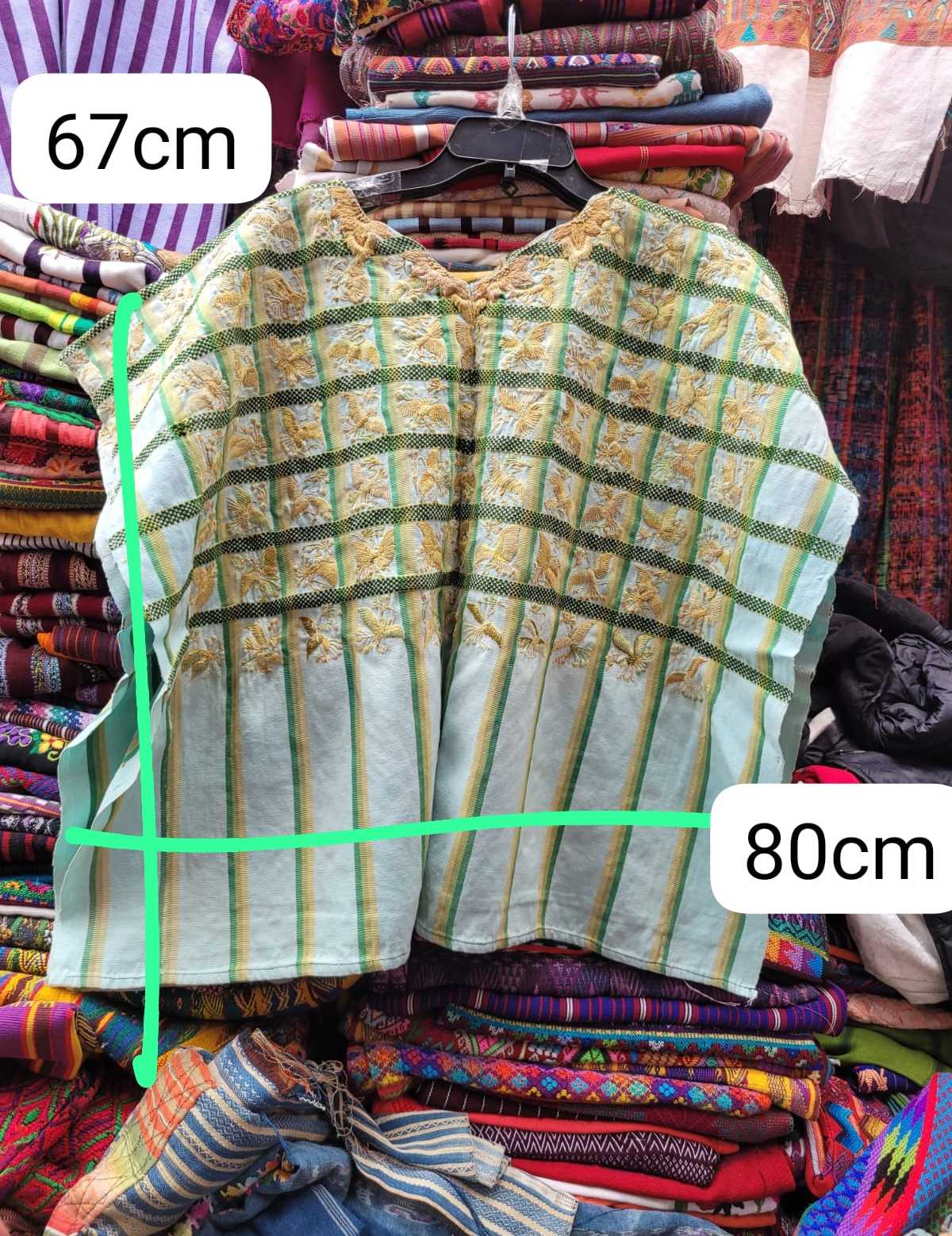 Blue and primrose Santiago huipil #3-40