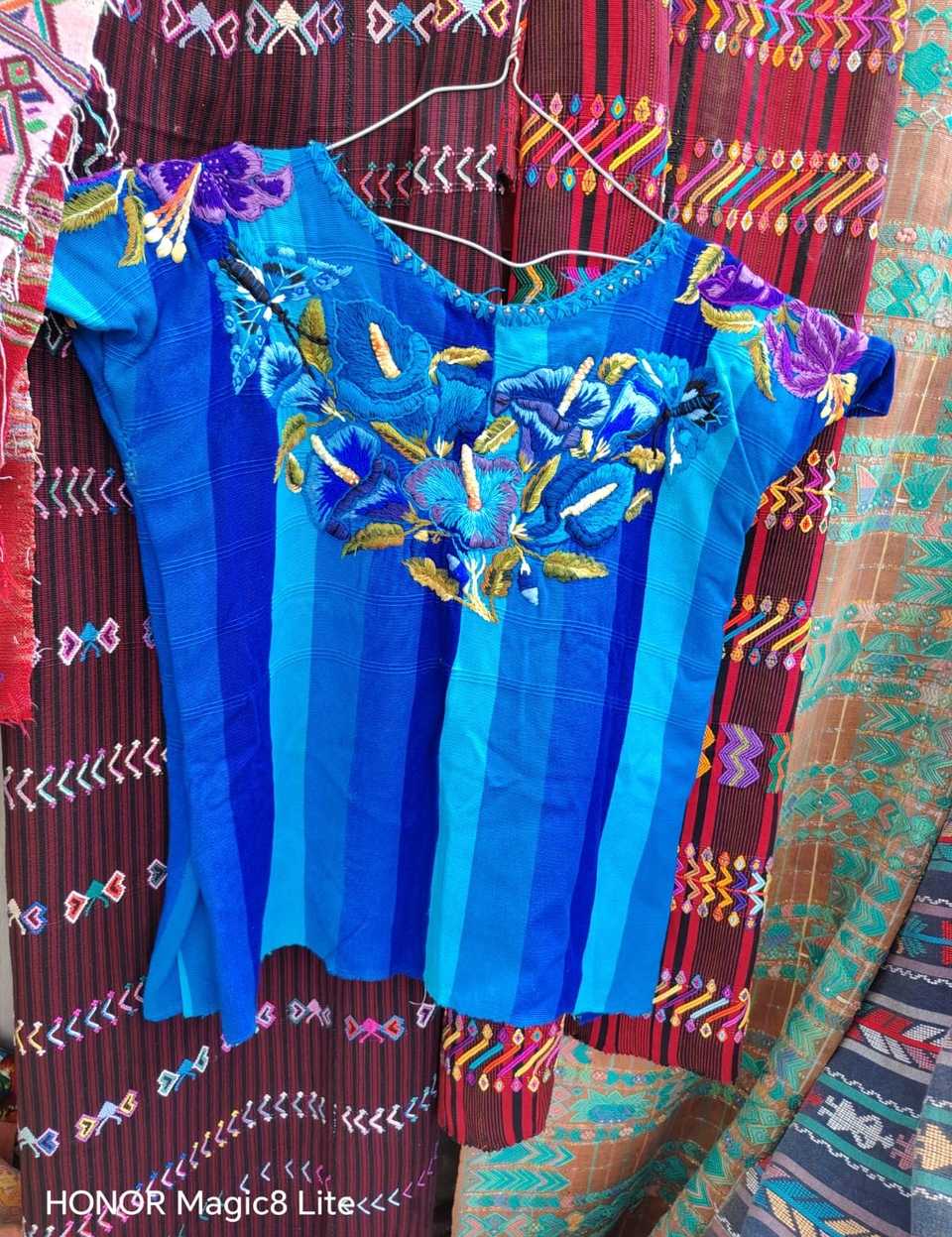Blue floral Santiago huipil #5-312