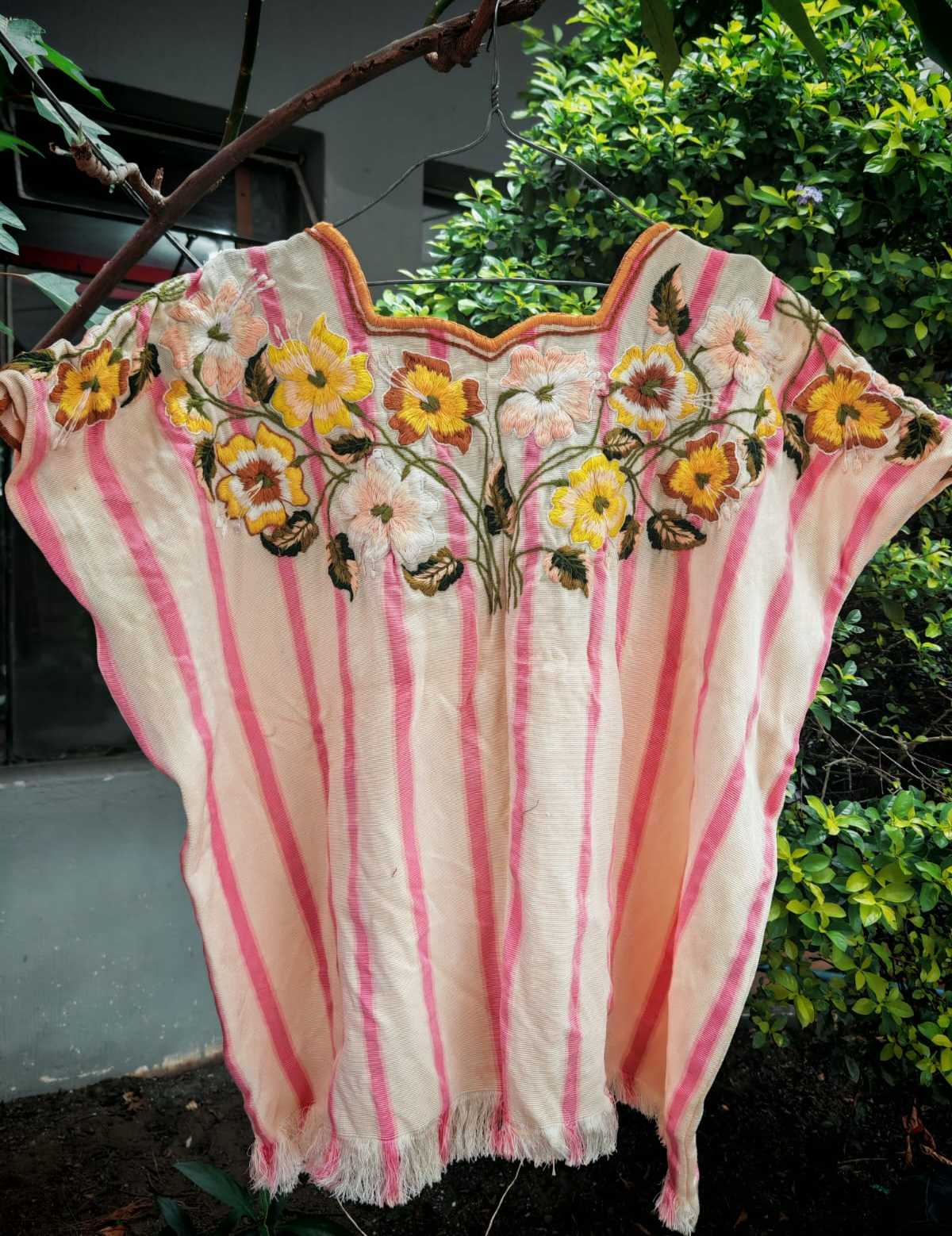 Cream and Pink Santiago Huipil #6-278