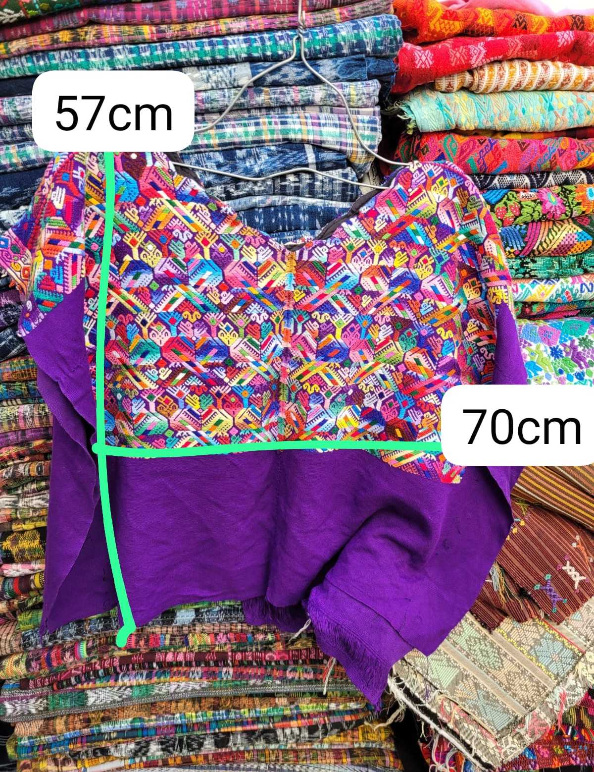 Colourful on purple Nahuala huipil #2-41