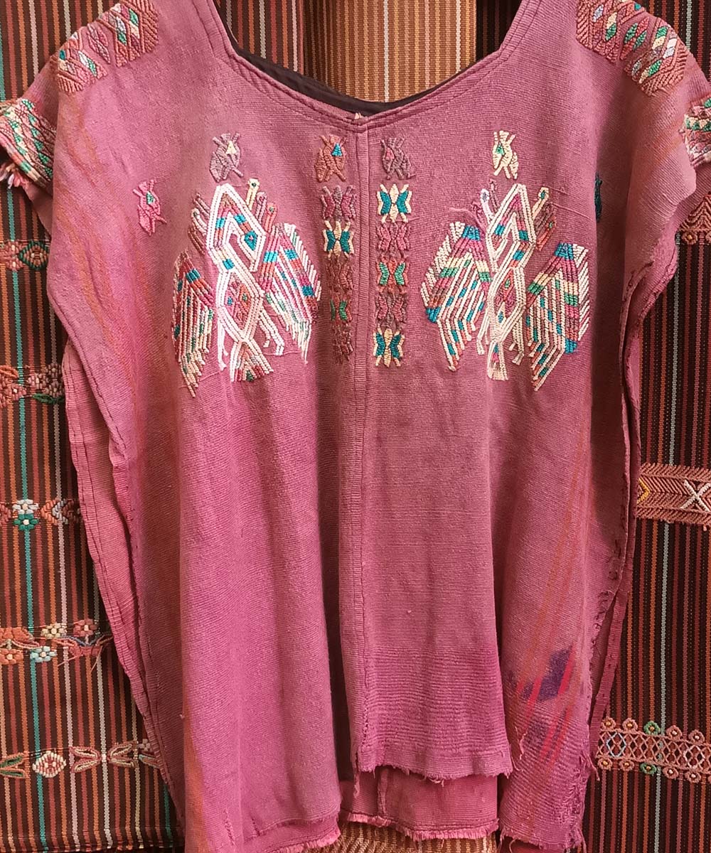 Vintage Guatemalan huipil with handwoven Mayan embroidery