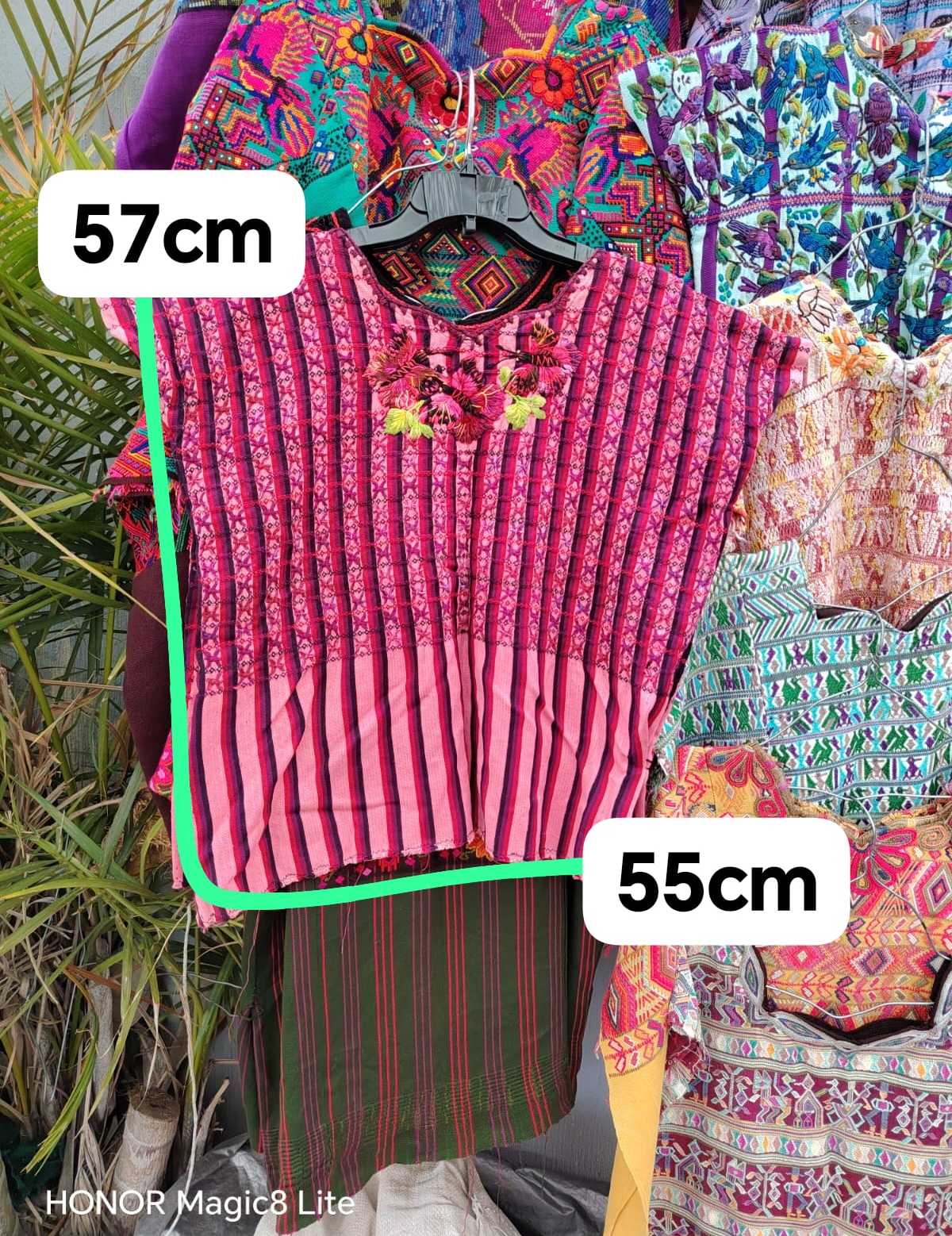 Hot pink gingham Santiago huipil #4-190