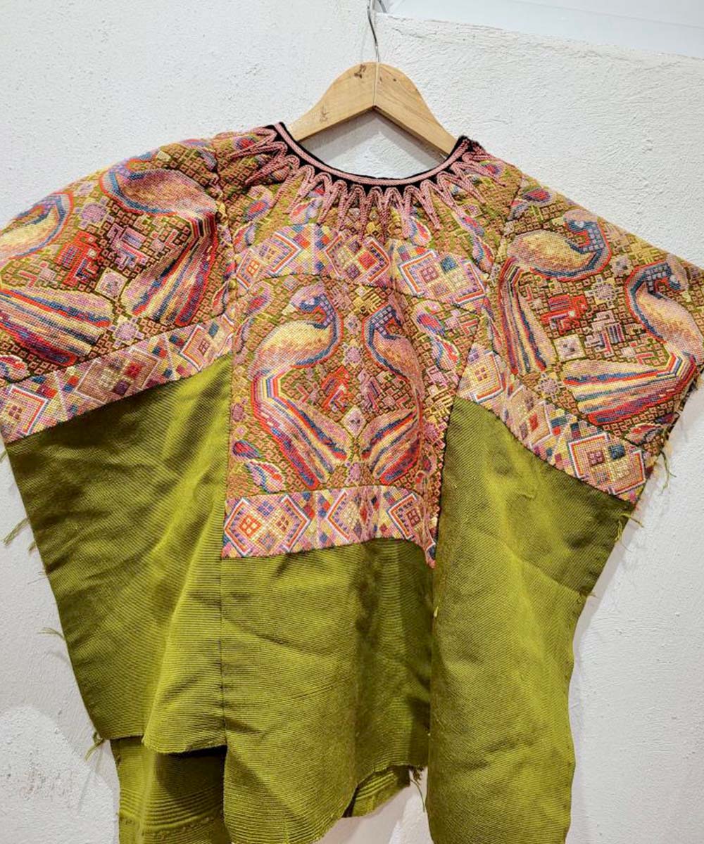 Pink and green Chichi huipil