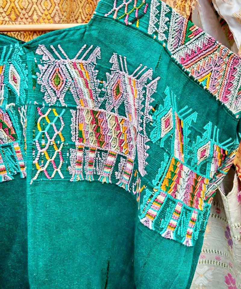 Teal Chajul huipil
