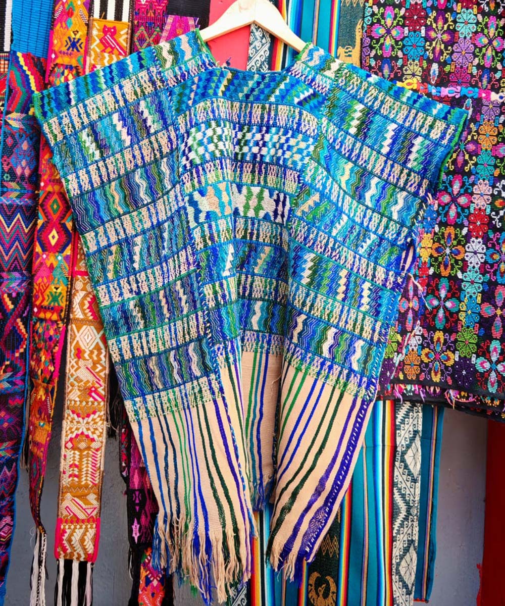 Embroidered Guatemalan huipil textile