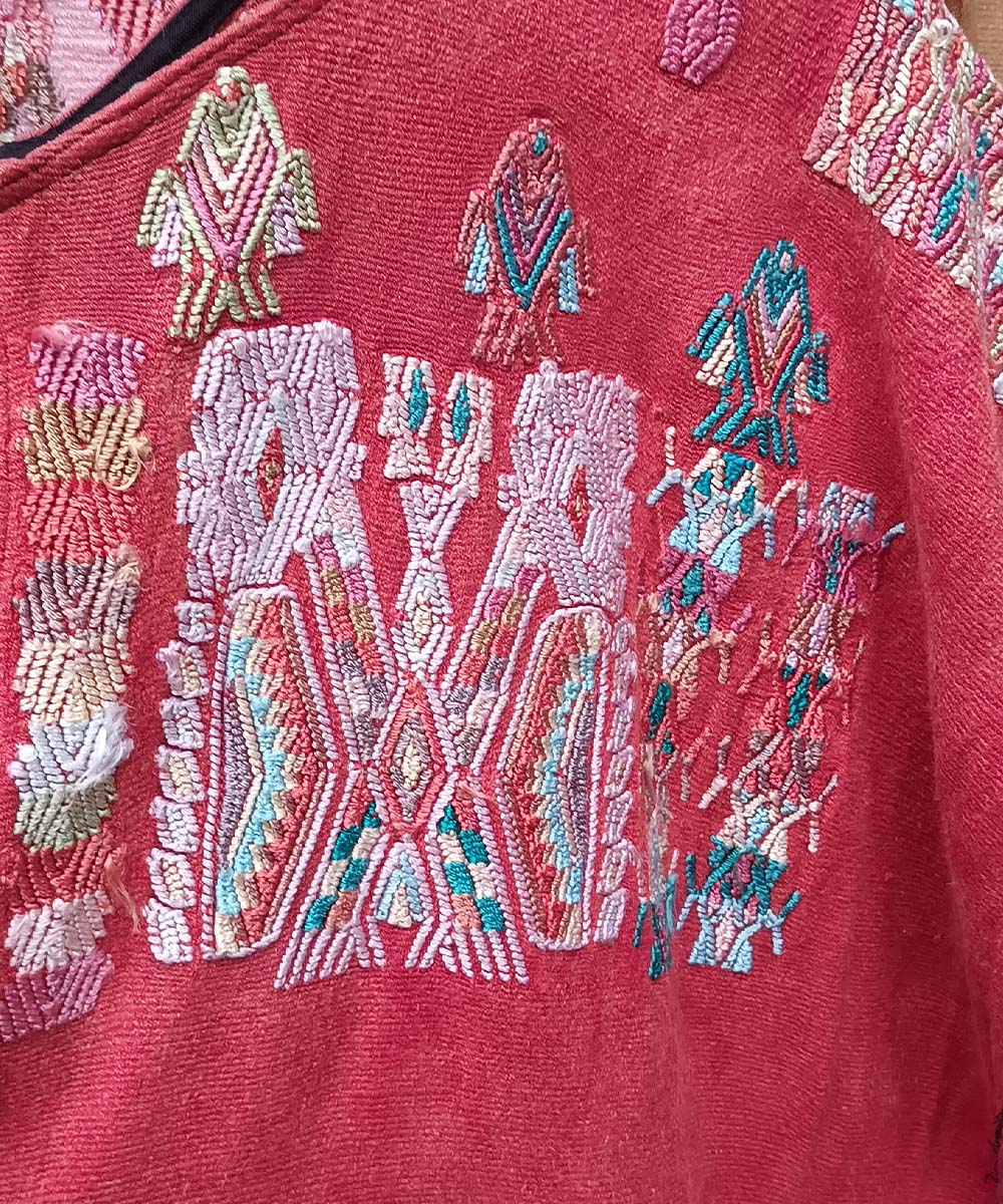 Embroidered Guatemalan huipil textile