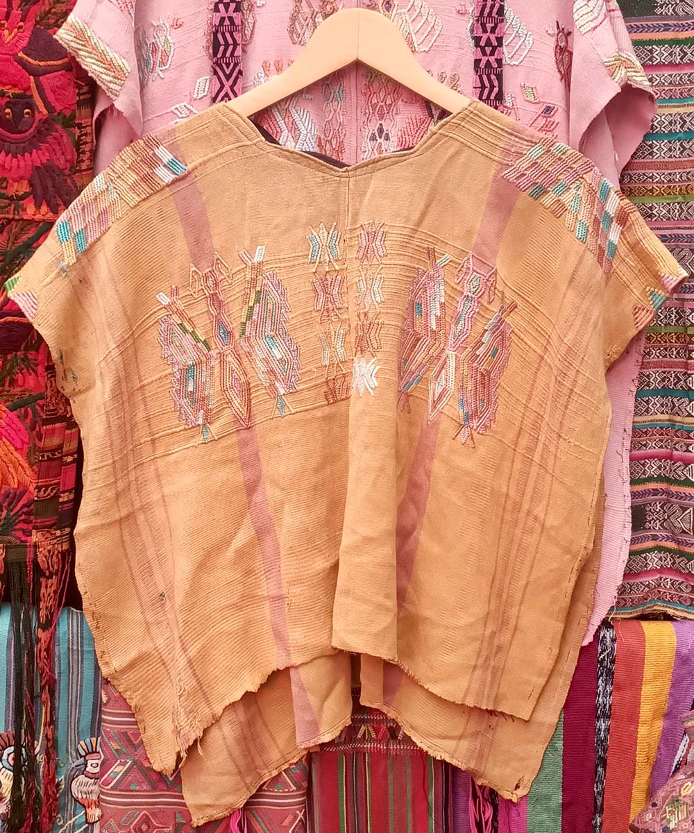 Embroidered Guatemalan huipil textile