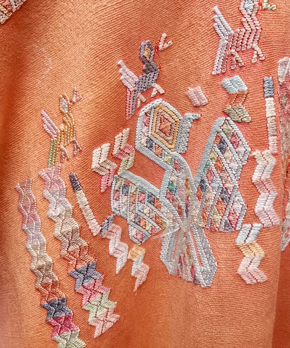 Embroidered Guatemalan huipil textile