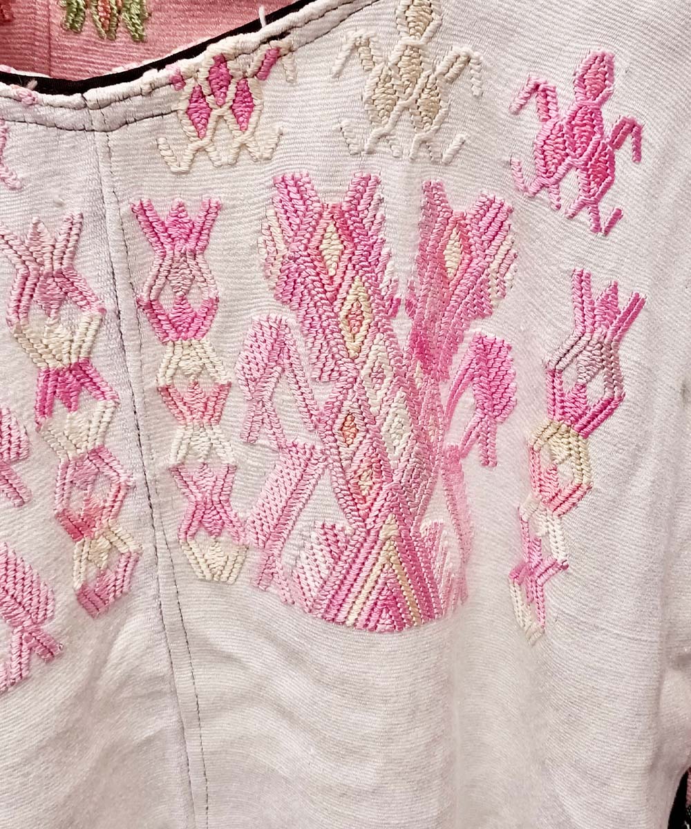 Embroidered Guatemalan huipil textile