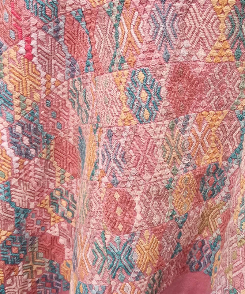 Embroidered Guatemalan huipil textile
