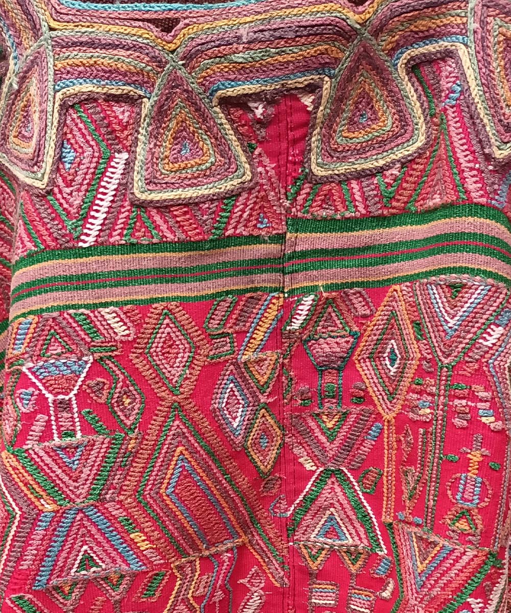 Embroidered Guatemalan huipil textile