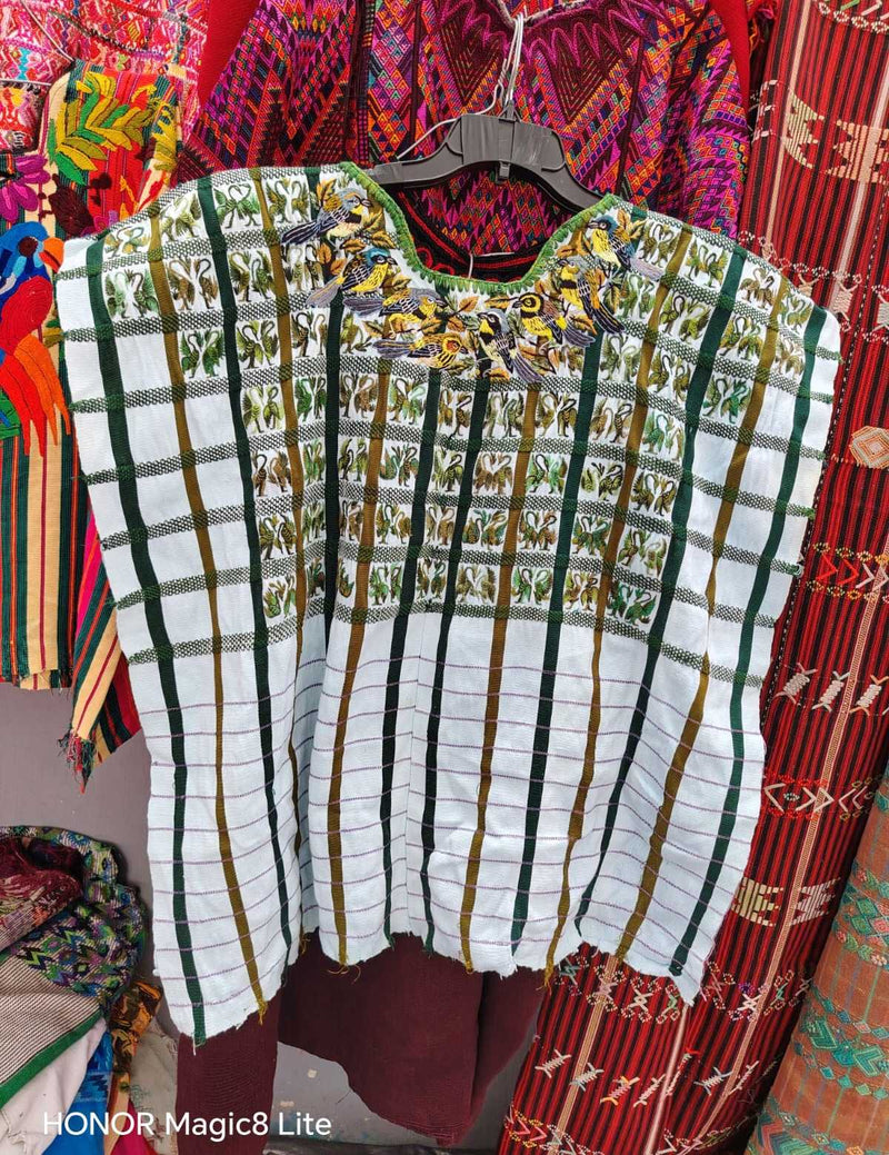 Green and Brown Gingham Santiago Huipil #6-419
