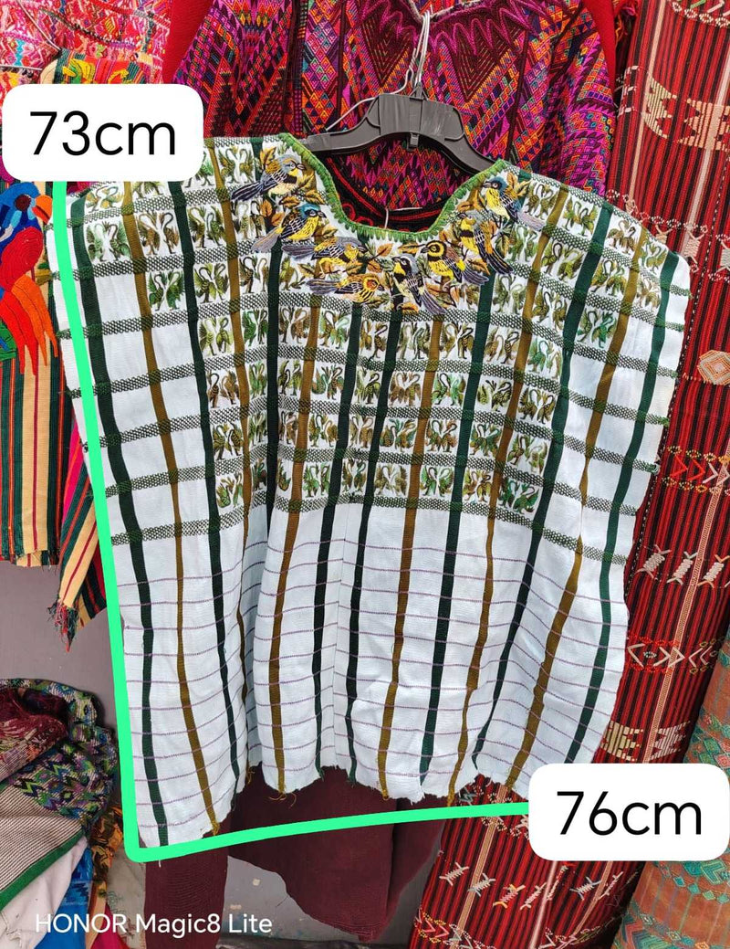Green and Brown Gingham Santiago Huipil #6-419