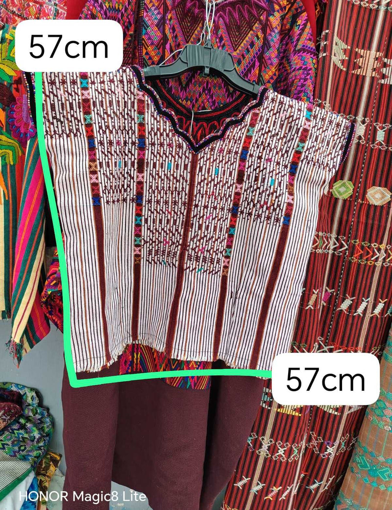 Brown and White Striped San Pedro Huipil #6-422