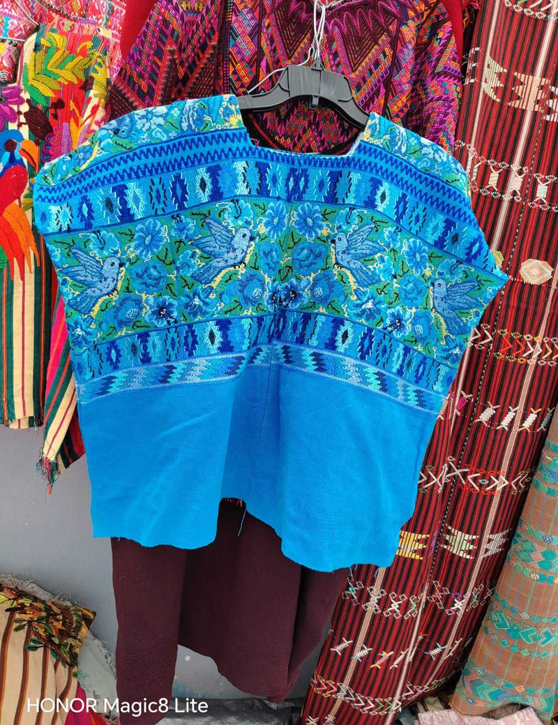 Bright Blue Birds Comalapa Huipil #6-425