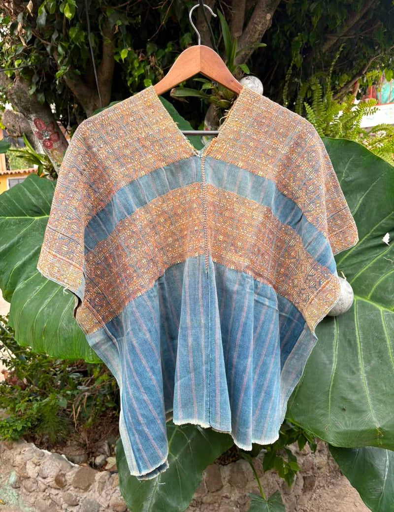 Indigo and Beige Nahuala Huipil #6-439