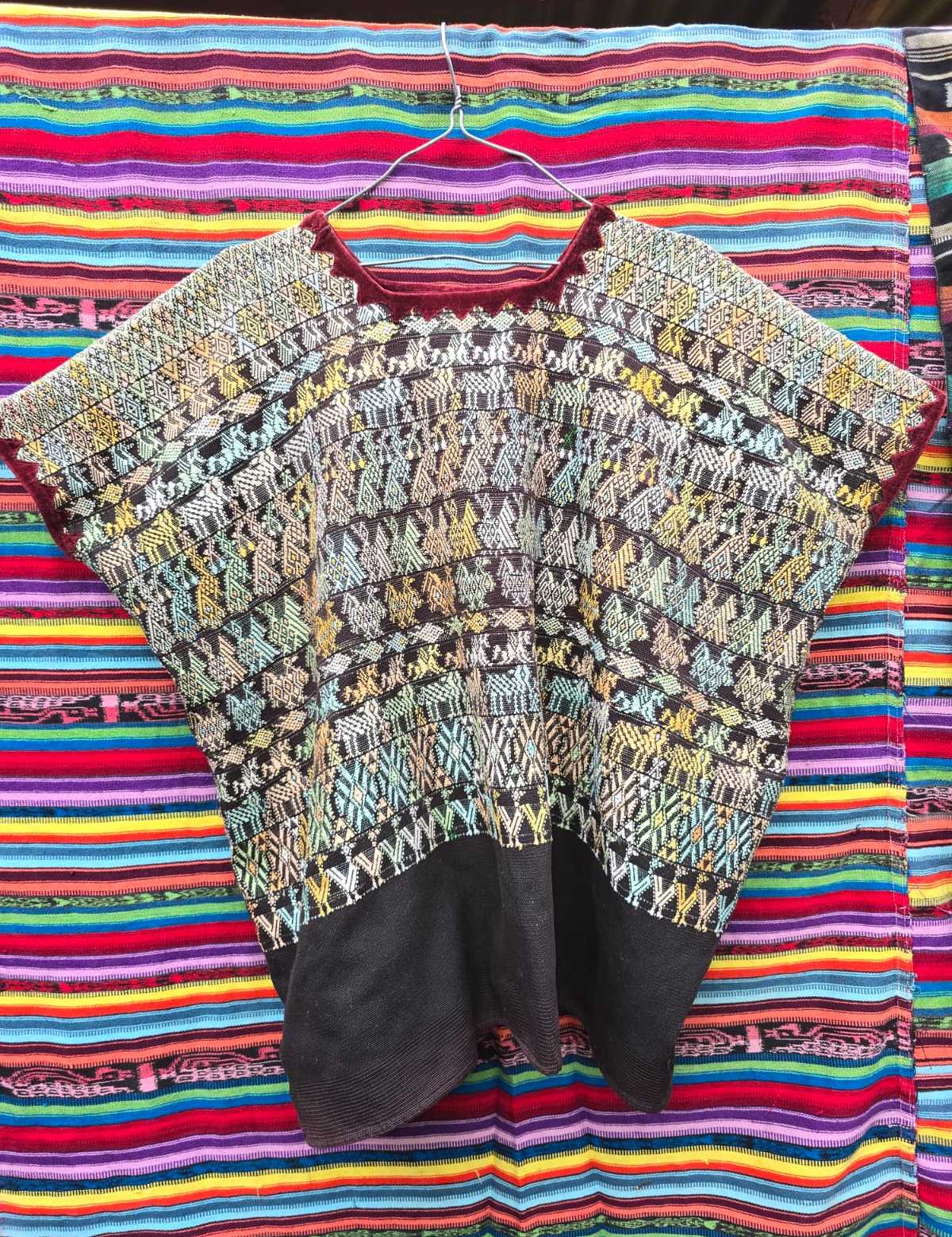 Pastel on Black Coban Huipil #6-441