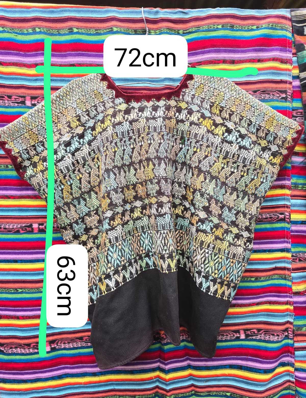 Pastel on Black Coban Huipil #6-441