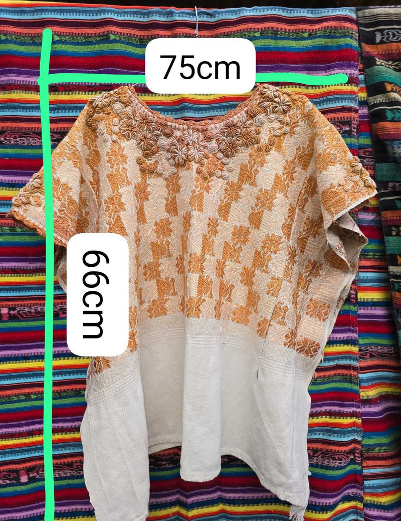 Cream and Brown Sacatepequez Huipil #6-444