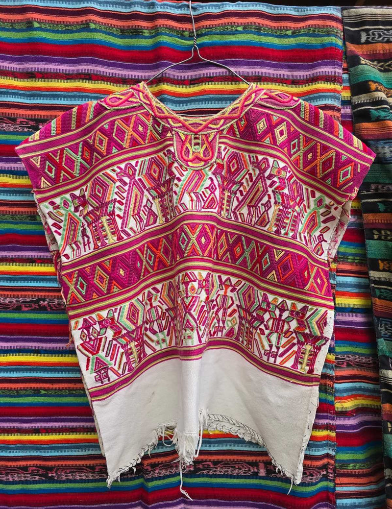 Berry and White Nebaj Huipil #6-445