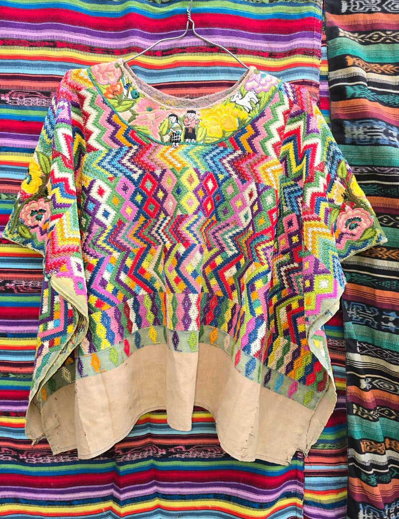 Colourful Totonicapan Huipil #6-448