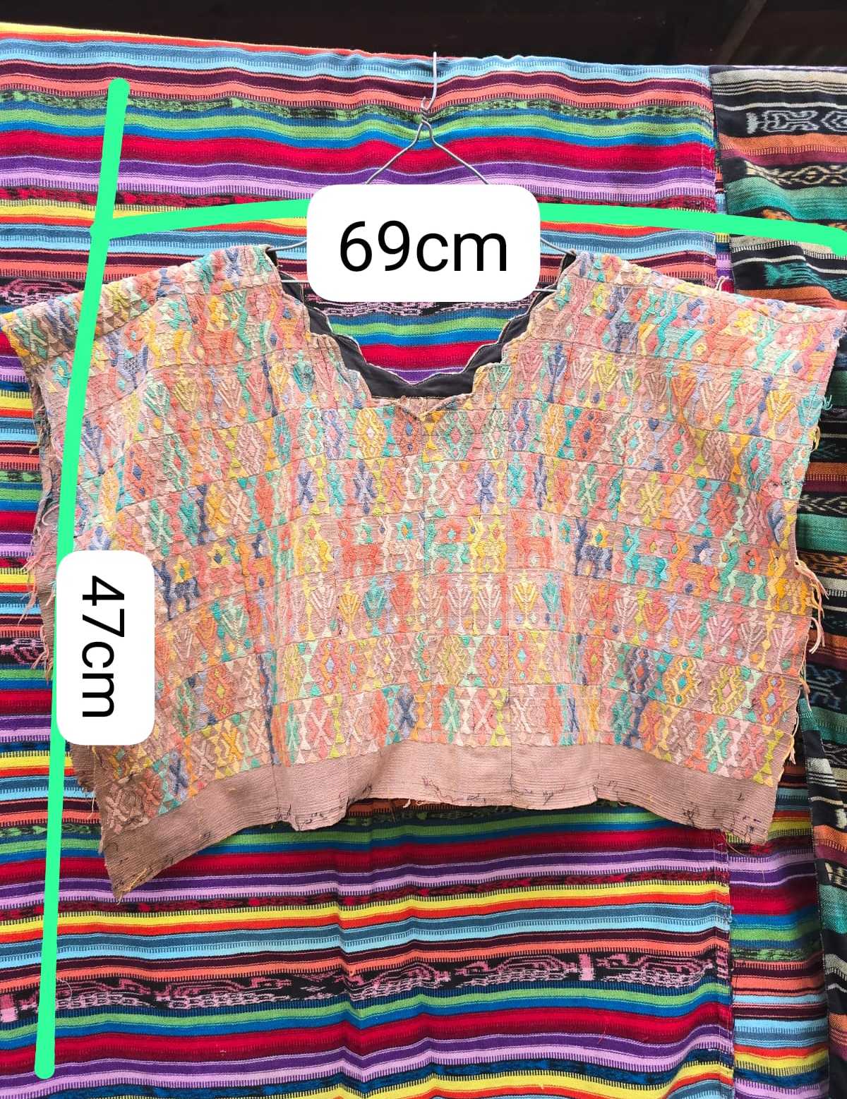 Colourful on Peach Coban Huipil #6-452