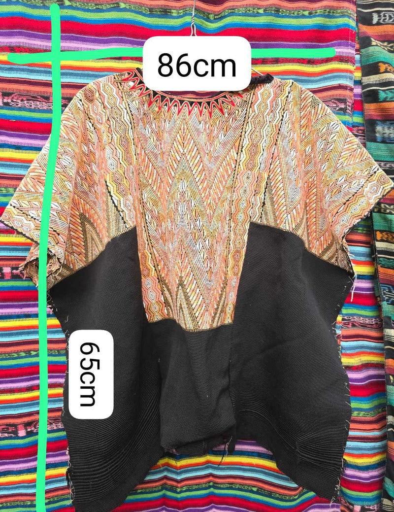 Peach and Black Chichicastenango Huipil #6-455