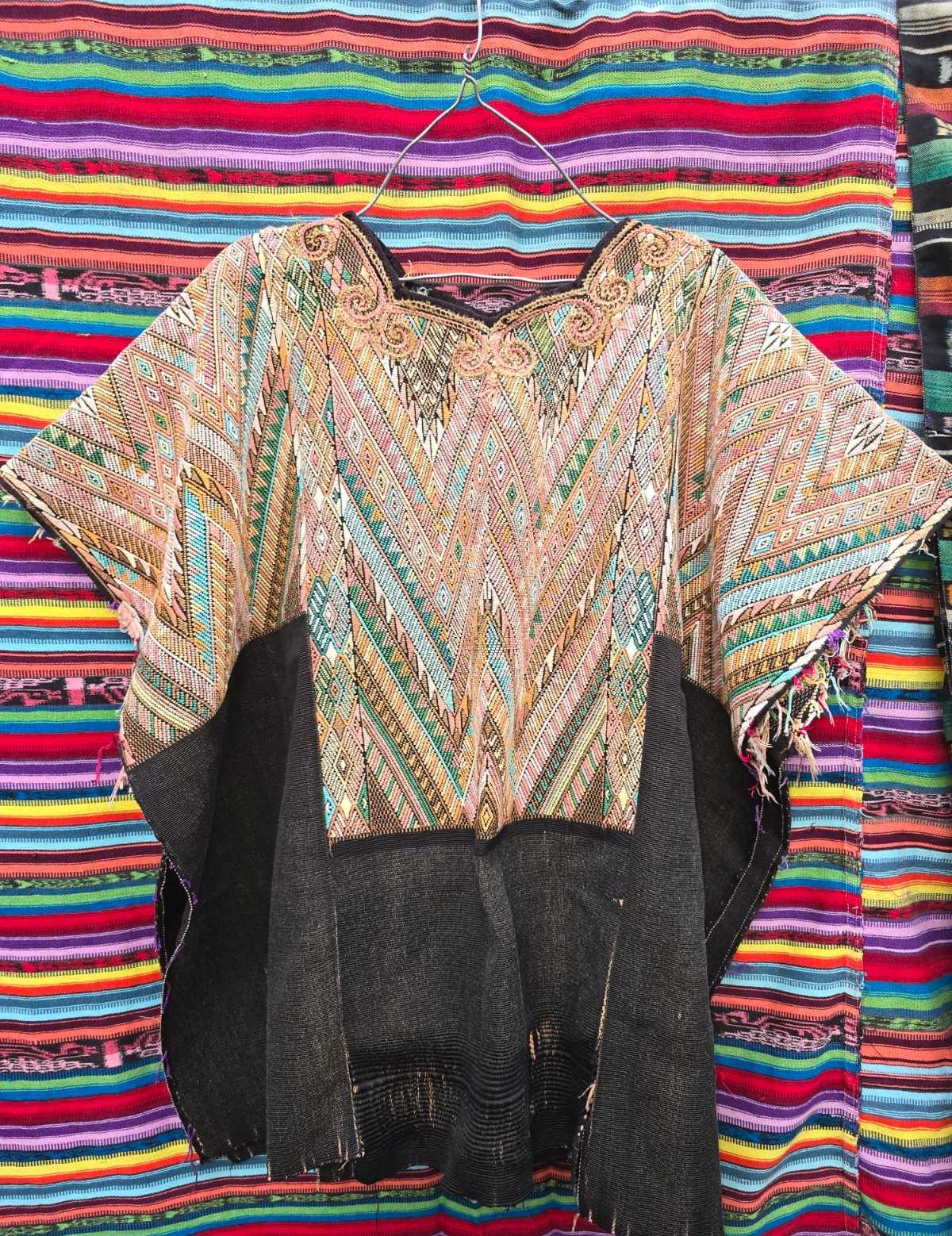 Geometrics on Black Chichicastenango Huipil #6-456