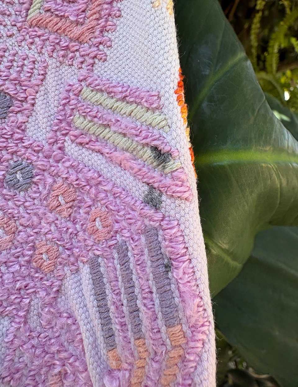 Pink and White Nahuala Tzute #6-457